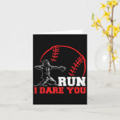 Carte Run I Dare You Funny Baseball Catcher Baseball Pla (Fleur jaune)