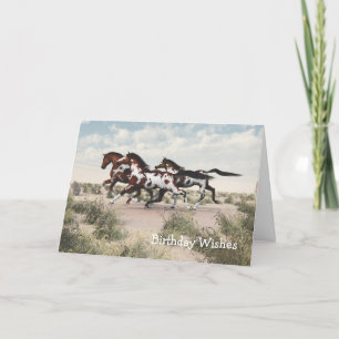 Carte Run Like the Wind - Galloping Horses Birthday Card