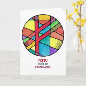 Carte Rune Fehu - Abondance - Art Nouveau (Fleur jaune)