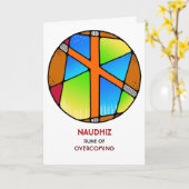 Carte Rune Naudhiz - Surmonter - Art Nouveau (Fleur jaune)