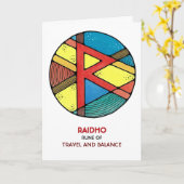 Carte Rune Raidho - Voyage et équilibre - Art Nouveau (Fleur jaune)