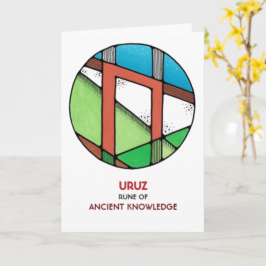 Carte Rune Uruz - Connaissances anciennes - Art Nouveau (Fleur jaune)