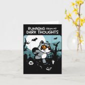 Carte Running From My Dark Thoughts Funny Raccoon Hallow (Fleur jaune)