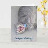 Carte Russ que les félicitations de chat cardent (Fleur jaune)