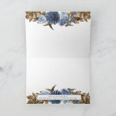 Carte Russe Bleu Floral Automne Citrouille Merci (Intérieur)