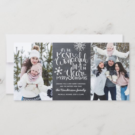 Carte Russe Chalkboard Snowflake Joyeux Noël Photo (Devant)