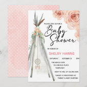 Carte Russe Floral Boho Dreamcatcher Teepee Aquarelle (Devant / Derrière)