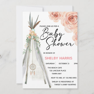 Carte Russe Floral Boho Dreamcatcher Teepee Aquarelle