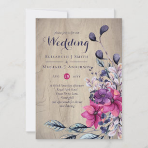 Carte Russe Fuchsia Floral Mariage