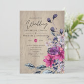 Carte Russe Fuchsia Floral Mariage (Debout devant)