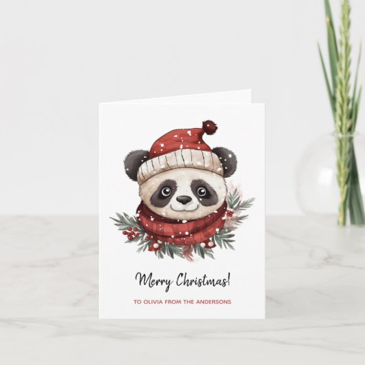 Carte Russe Panda Père Noël Joyeux Noël (Devant)