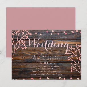 Carte Russe ROSE OR Mariage rose Bois Budget