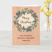 Carte Russe Wreath Grand-fils et famille Joyeux Noël (Fleur jaune)