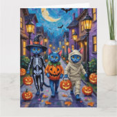 Carte Russian Blue Cats in Halloween Costumes (Devant)
