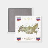 Carte Russie + Magnet des drapeaux (Recto/Verso)
