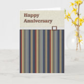 Carte Rust & Blue Stripes avec boucle de cuivre Annivers (Fleur jaune)