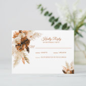 Carte Rust Bohème Et Pampas Mariage Grass RSVP (Debout devant)