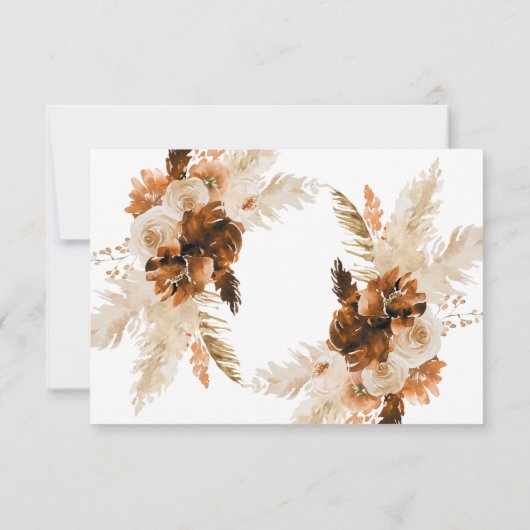Carte Rust Bohème Et Pampas Mariage Grass RSVP (Dos)