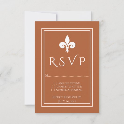 Carte Rust Fleur de Lis Wedding RSVP (Devant)