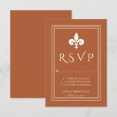 Carte Rust Fleur de Lis Wedding RSVP (Devant / Derrière)