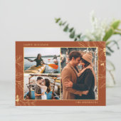 Carte Rust Gold Botanique Trois photos Noël (Debout devant)