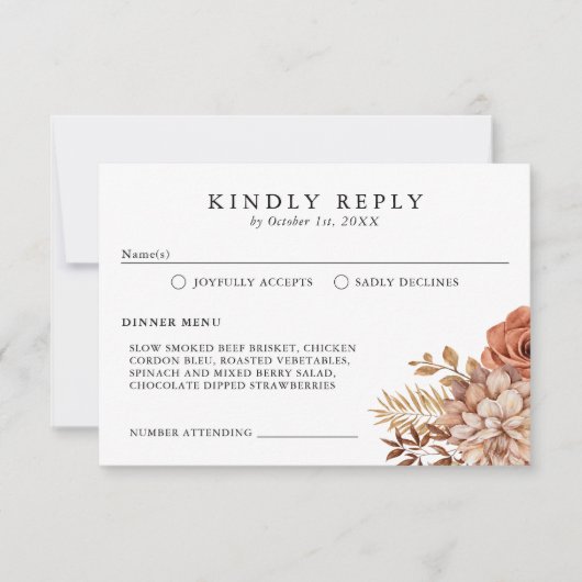 Carte Rust Terracotta Fall Florale RSVP (Devant)