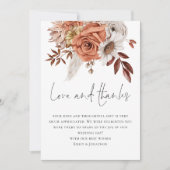 Carte Rust Terracotta Florals Photo Love Merci Mariage (Devant)