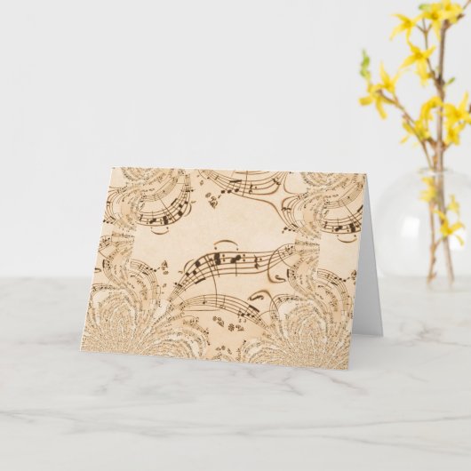 Carte Rustic Antique Musical Notes (Fleur jaune)