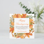Carte Rustic Autumn Fall Leaves Square Thanksgiving  (Debout devant)