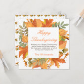 Carte Rustic Autumn Fall Leaves Square Thanksgiving  (Devant/Arrière en situation)
