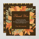 Carte Rustic Autumn Fall Leaves Square Thanksgiving  (Devant / Derrière)