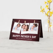 Carte Rustic Barn Wood 3 Photo Collage Fête des pères (Fleur jaune)