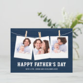 Carte Rustic Barn Wood 3 Photo Collage Fête des pères Ca (Debout devant)