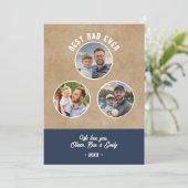 Carte Rustic Best Papa 3 Photos Père`s Day Keepsaké (Debout devant)