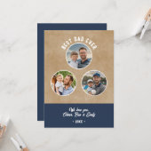 Carte Rustic Best Papa 3 Photos Père`s Day Keepsaké (Devant/Arrière en situation)