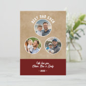 Carte Rustic Best Papa 3 Photos Père`s Day Keepsaké (Debout devant)