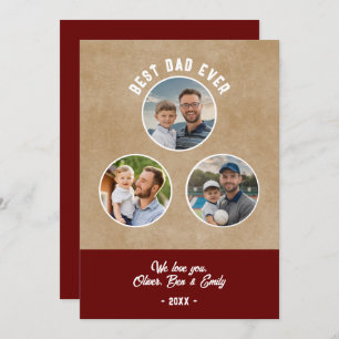 Carte Rustic Best Papa 3 Photos Père`s Day Keepsaké