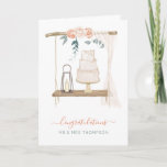 Carte Rustic Boho Félicitations Nouveaux mariés Nom Mari<br><div class="desc">Félicitations aux jeunes mariés de style bohème avec ce design romantique avec balançoire en bois décoré de fleurs roses,  feuilles d'eucalyptus bleus et organza,  votre message de félicitations et personnalisez avec leurs noms. Personnalisez facilement les mots à l'avant et à l'intérieur.</div>