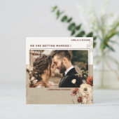 Carte Rustic Boho Photo Wedding Enregistrer la date Invi (Debout devant)