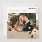 Carte Rustic Boho Photo Wedding Enregistrer la date Invi (Devant)