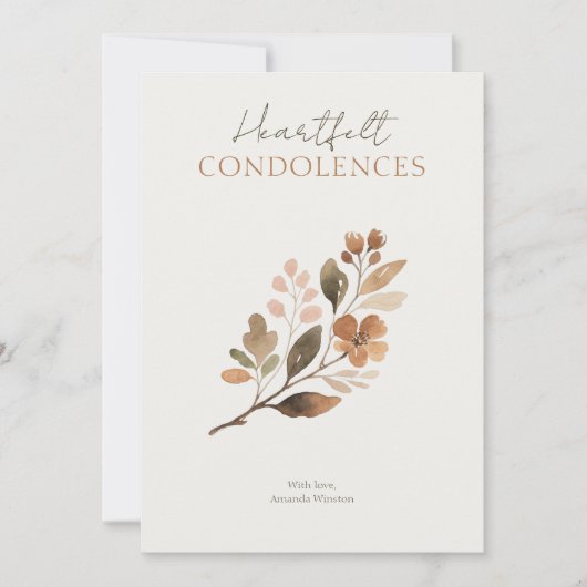 Carte Rustic Botanical Brown Tones Branch Sympathy (Devant)