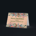 Carte Rustic Brother & Soeur en droit Noël<br><div class="desc">Joyeux Noël pour la carte de beau-frère et de belle-soeur avec aquarelle verte feuillage et pinecones et verset réfléchi.</div>