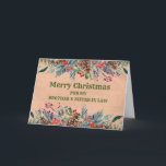 Carte Rustic Brother & Soeur en droit Noël<br><div class="desc">Joyeux Noël pour la carte de beau-frère et de belle-soeur avec aquarelle verte feuillage et pinecones et verset réfléchi.</div>