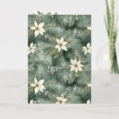 Carte Rustic Brown Green Christmas Chalkboard Floral Bow (Dos)