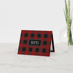 Carte Rustic Buffalo Plaid Monogrammed Initiales Motif