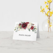 Carte Rustic Burgundy Ivory Floral Wedding Food Tent  (Fleur jaune)