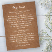Carte Rustic Burlap Mariage Directions