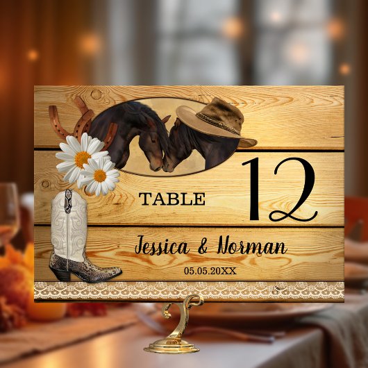 Carte Rustic Country et Western Table Number