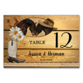Carte Rustic Country et Western Table Number (Dos)