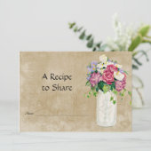 Carte Rustic Country Mason Jar Bouquet Bridal Recette (Debout devant)